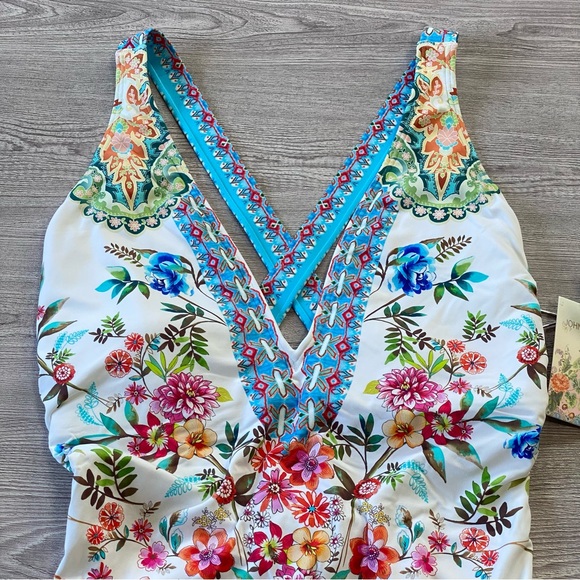 NWT Johnny Was Dreamer V-Neck One-Piece Swimsuit Size XL - Picture 3 of 11